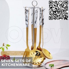 السيراميك الأبيض بالإضافة إلى الذهب أواني المطبخ